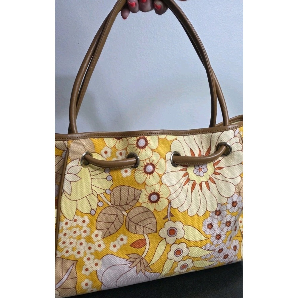 Spartina 449 Summer House Simple Zip Canvas Beach Tote Floral Yellow W/ Coin Bag - Picture 4 of 11
